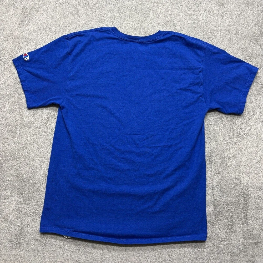 Champion T-Shirt Mens Blue Medium Logo‎ Embroidered Short Sleeve - Picture 2 of 5